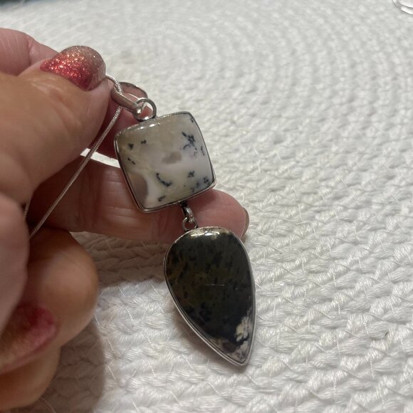 Stunning DENDRITE OPAL Handmade Sterling 925 Pendant/Chain #671D - Picture 1 of 4